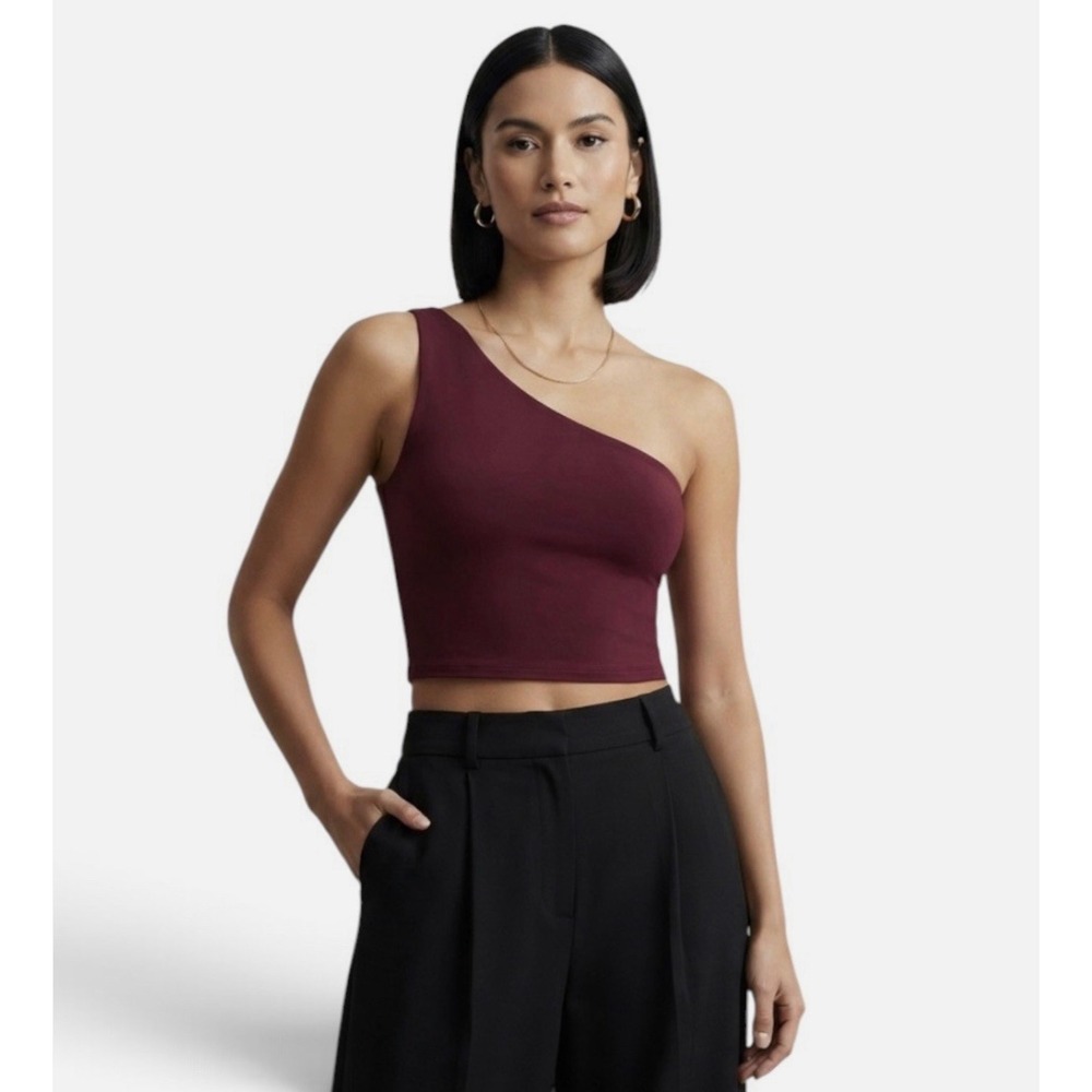 Spanx Bare Essentials Asymm Tank Women Plum Berry One Shoulder Top XL